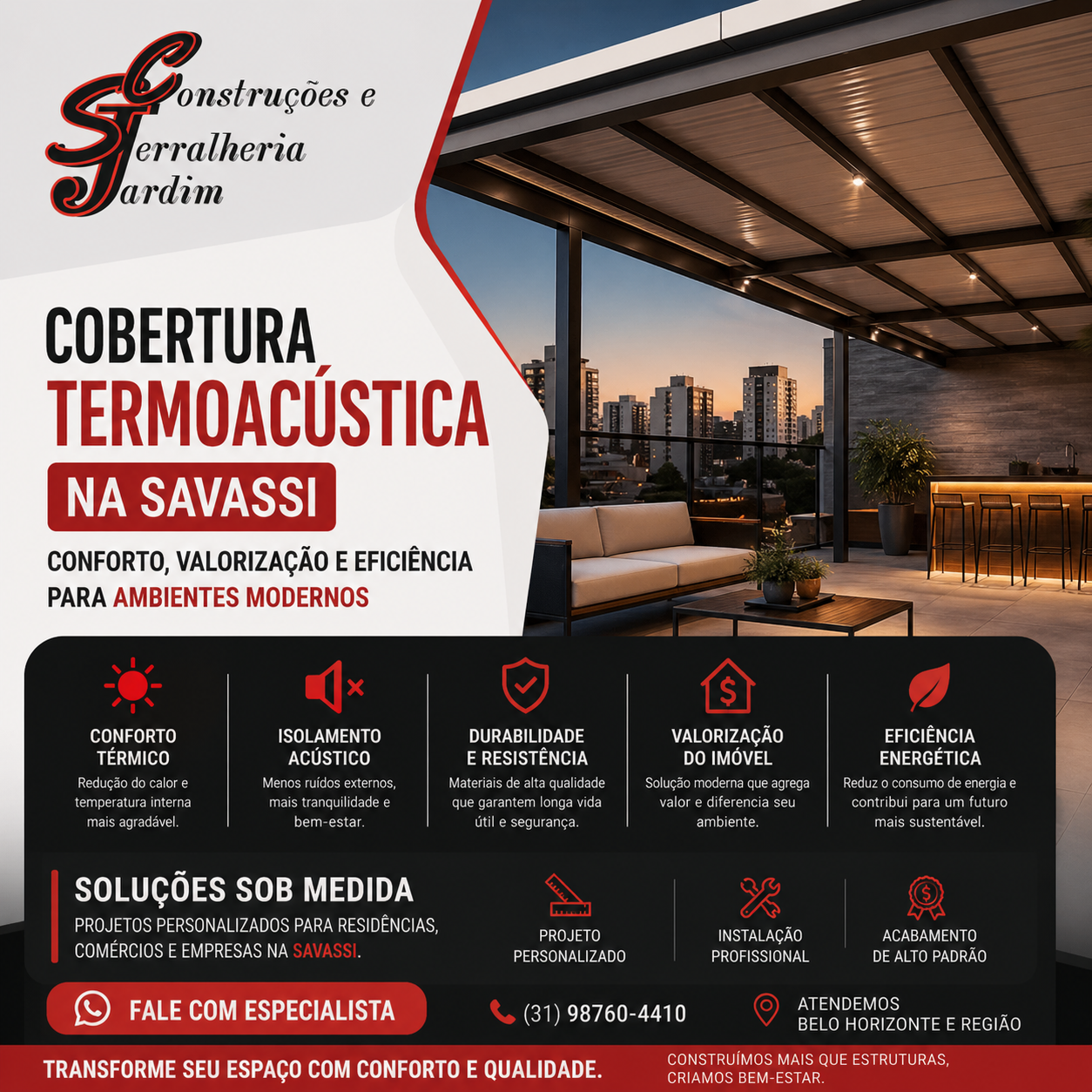 Cobertura Termoacústica na Savassi Conforto, Valorização e Eficiência para Ambientes Modernos