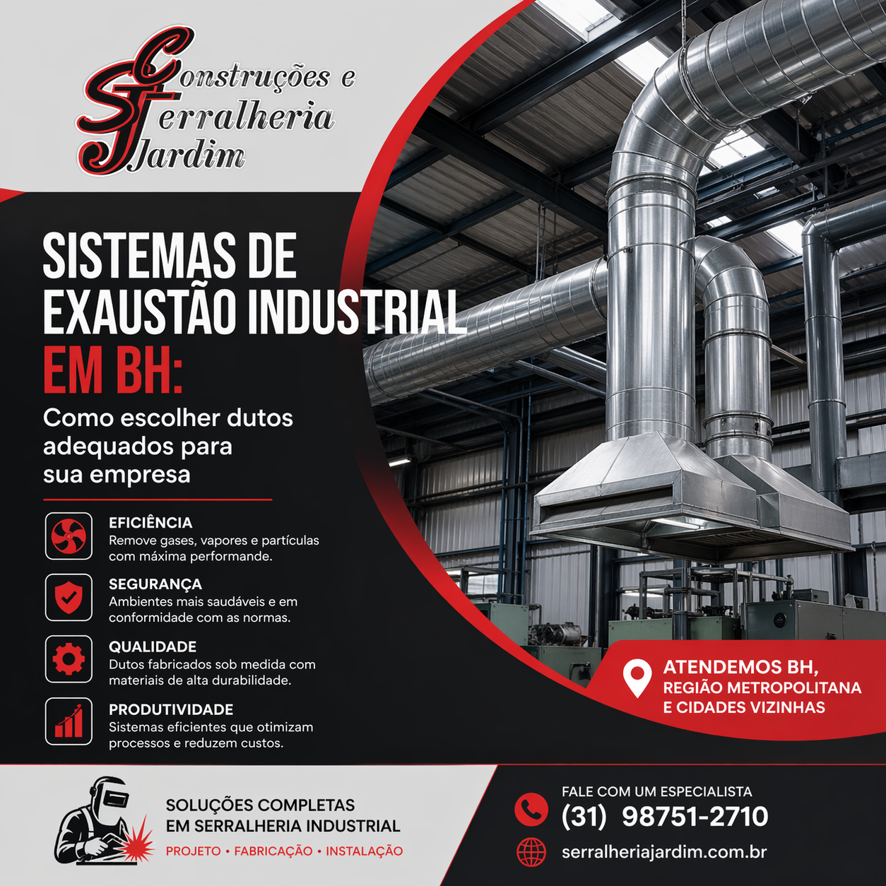 Sistemas de Exaustão Industrial em BH Como Escolher Dutos Adequados para sua Empresa