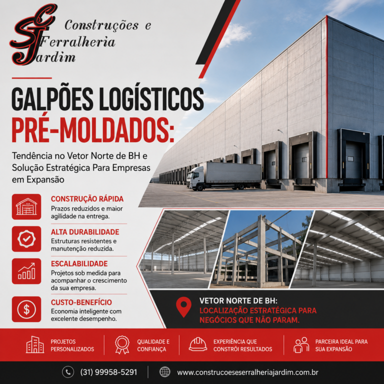 Galpões Logísticos Pré-Moldados Tendência no vetor norte de BH e solução estratégica para empresas em expansão - Serralheria Jardim